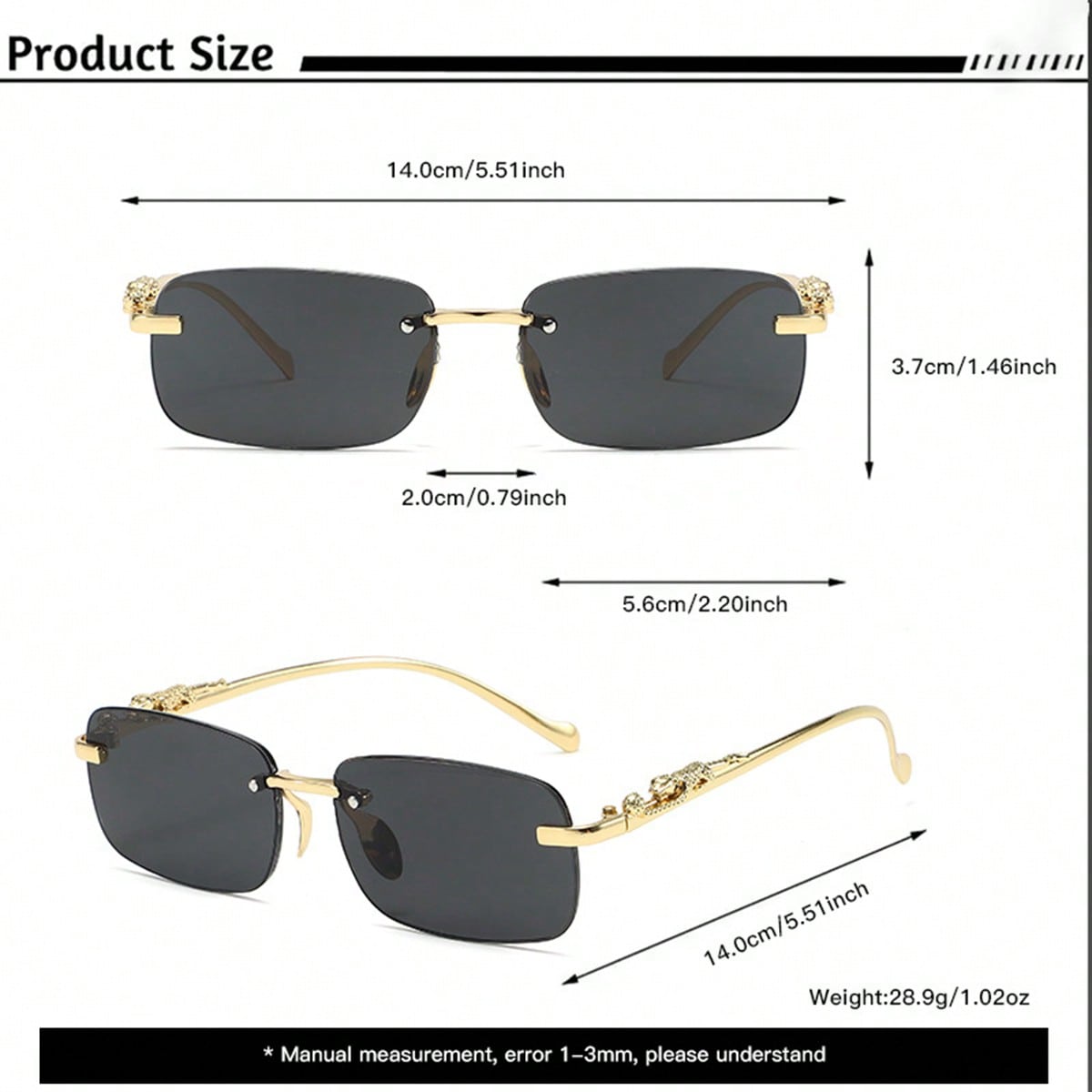 Small Box Square Personalized Metal Ocean Fashion Glasses