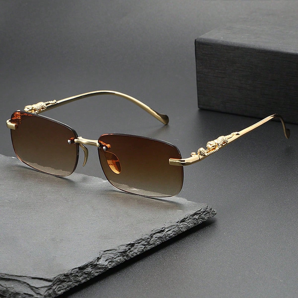 Small Box Square Personalized Metal Ocean Fashion Glasses