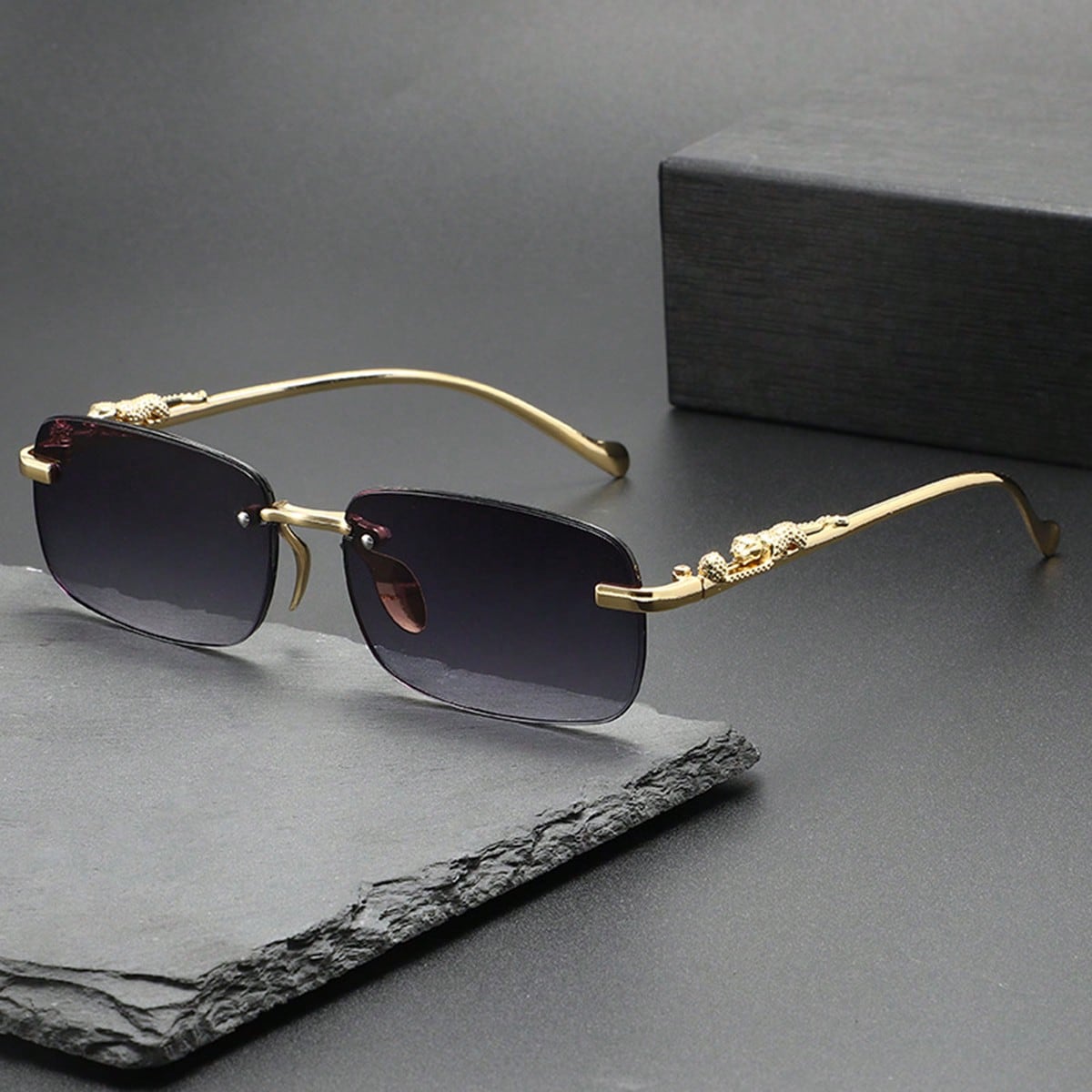Small Box Square Personalized Metal Ocean Fashion Glasses