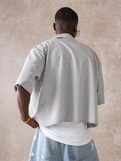 Santorini Greek Island Printed Check Resort Shirt