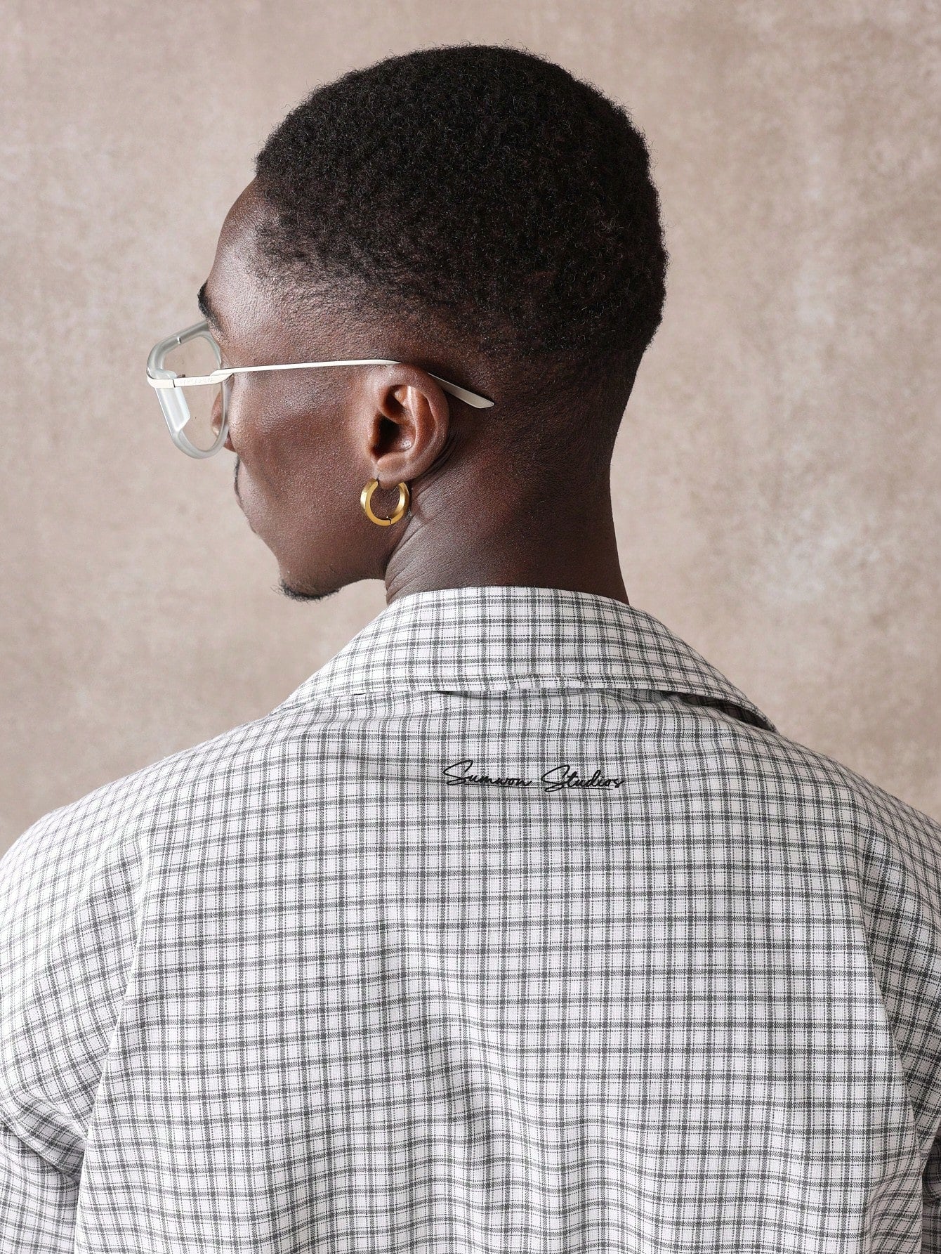 Santorini Greek Island Printed Check Resort Shirt