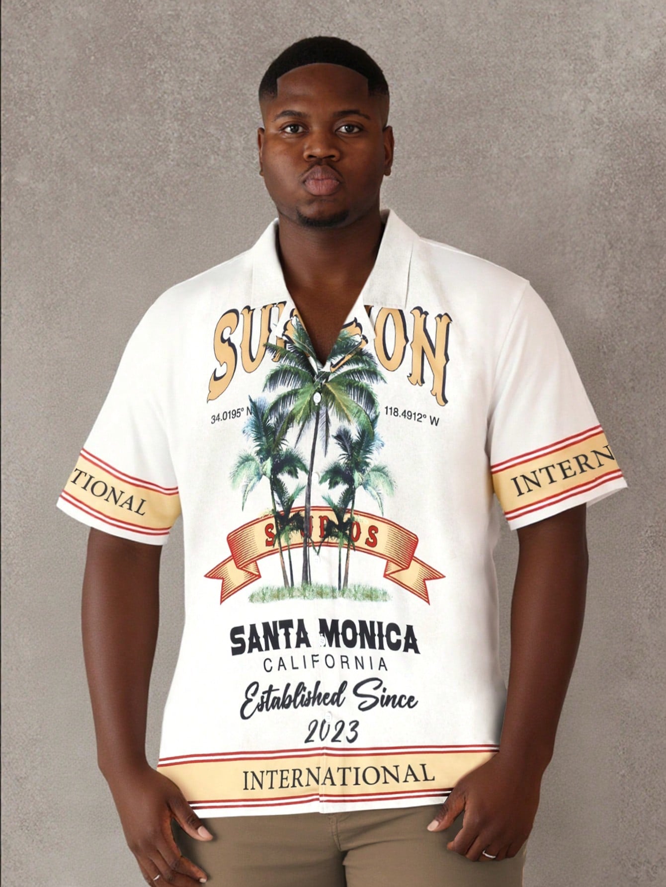 Retro Santa Monica Palm Tree Short Sleeve Polo