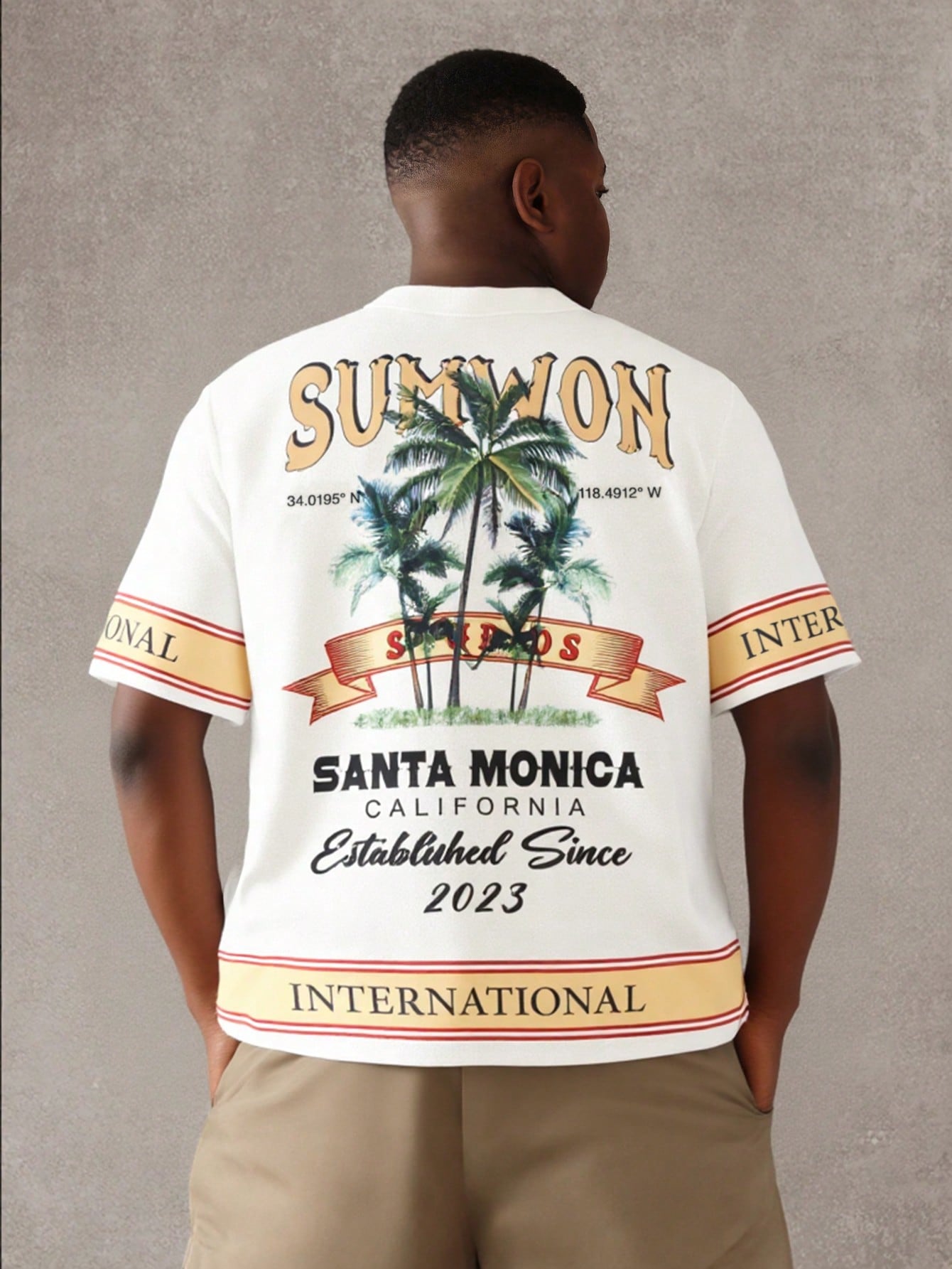 Retro Santa Monica Palm Tree Short Sleeve Polo