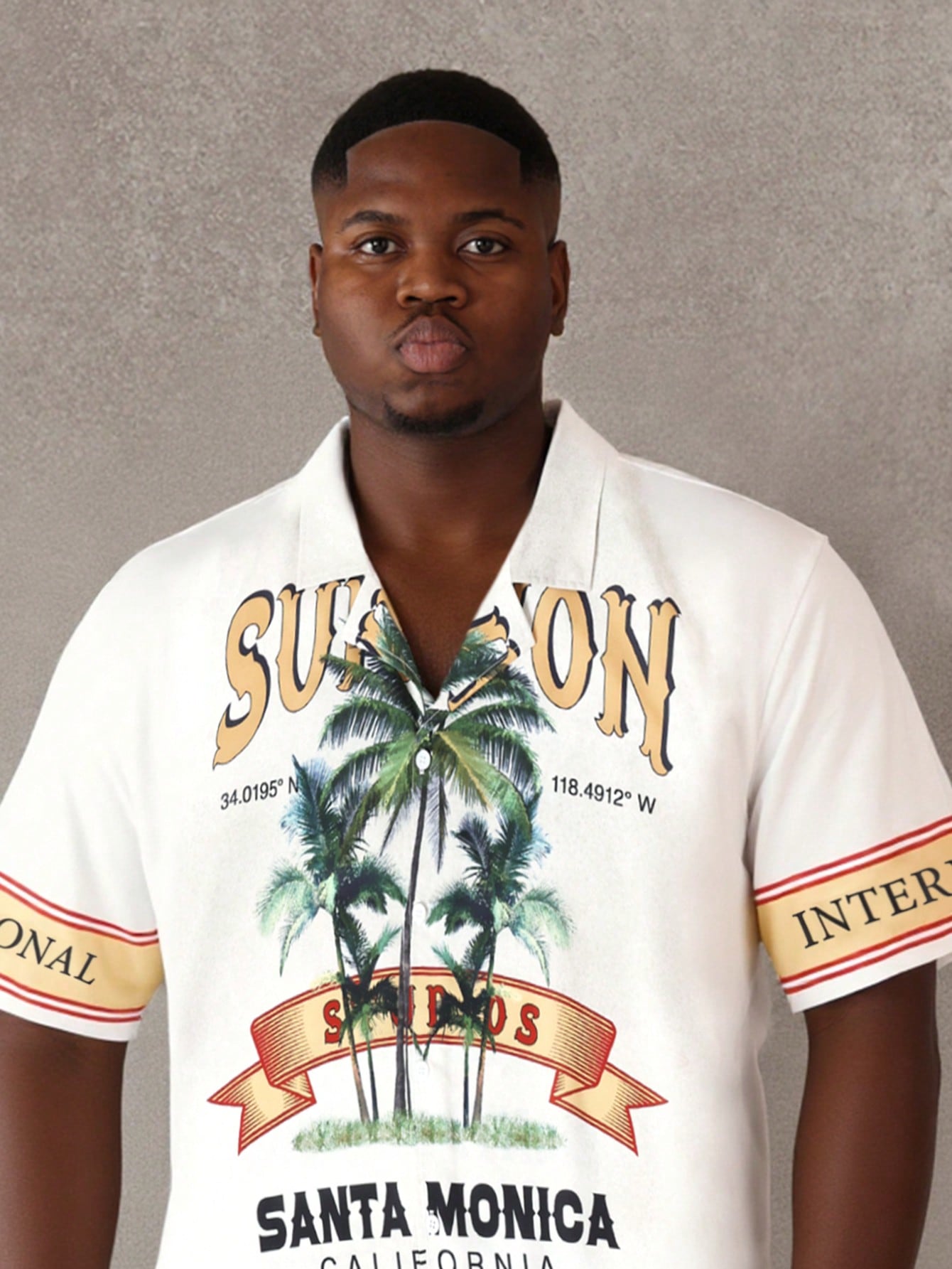 Retro Santa Monica Palm Tree Short Sleeve Polo