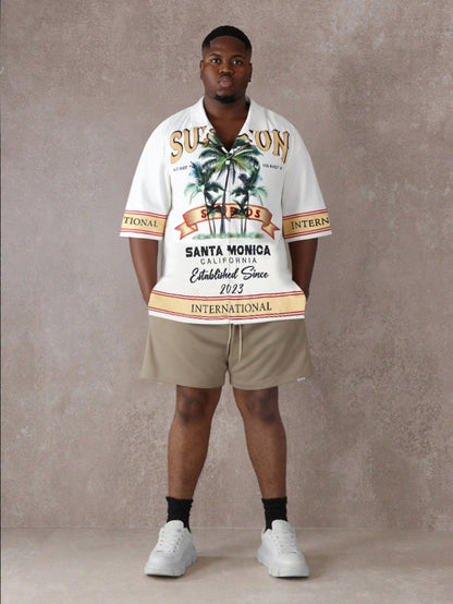 Retro Santa Monica Palm Tree Short Sleeve Polo