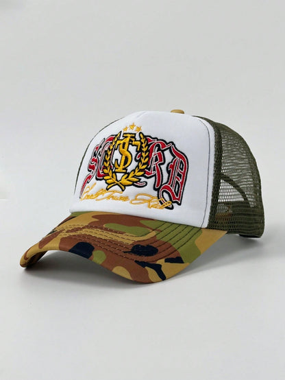 Badge Embroidery Mesh Trucker Snapback Baseball Cap