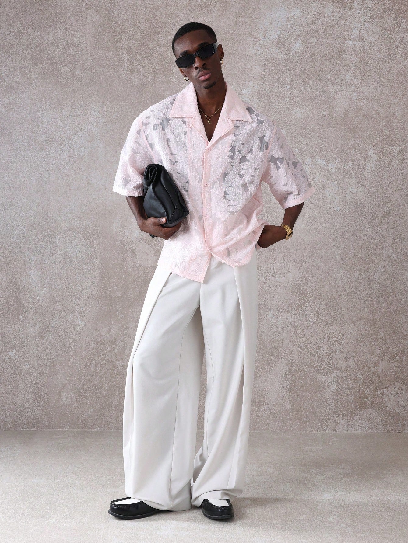Luxury Burnout Organza Boxy Fit Resort Shirt