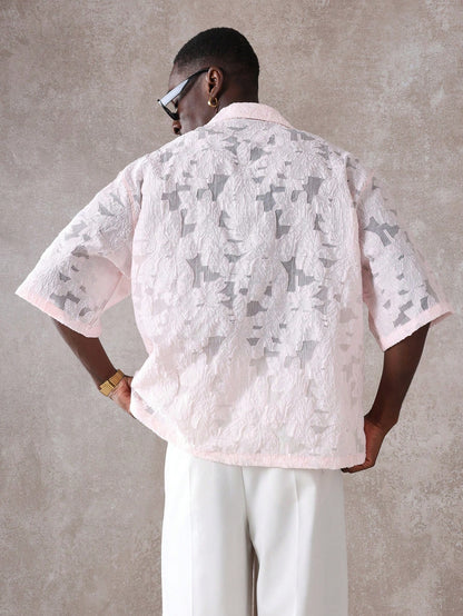 Luxury Burnout Organza Boxy Fit Resort Shirt