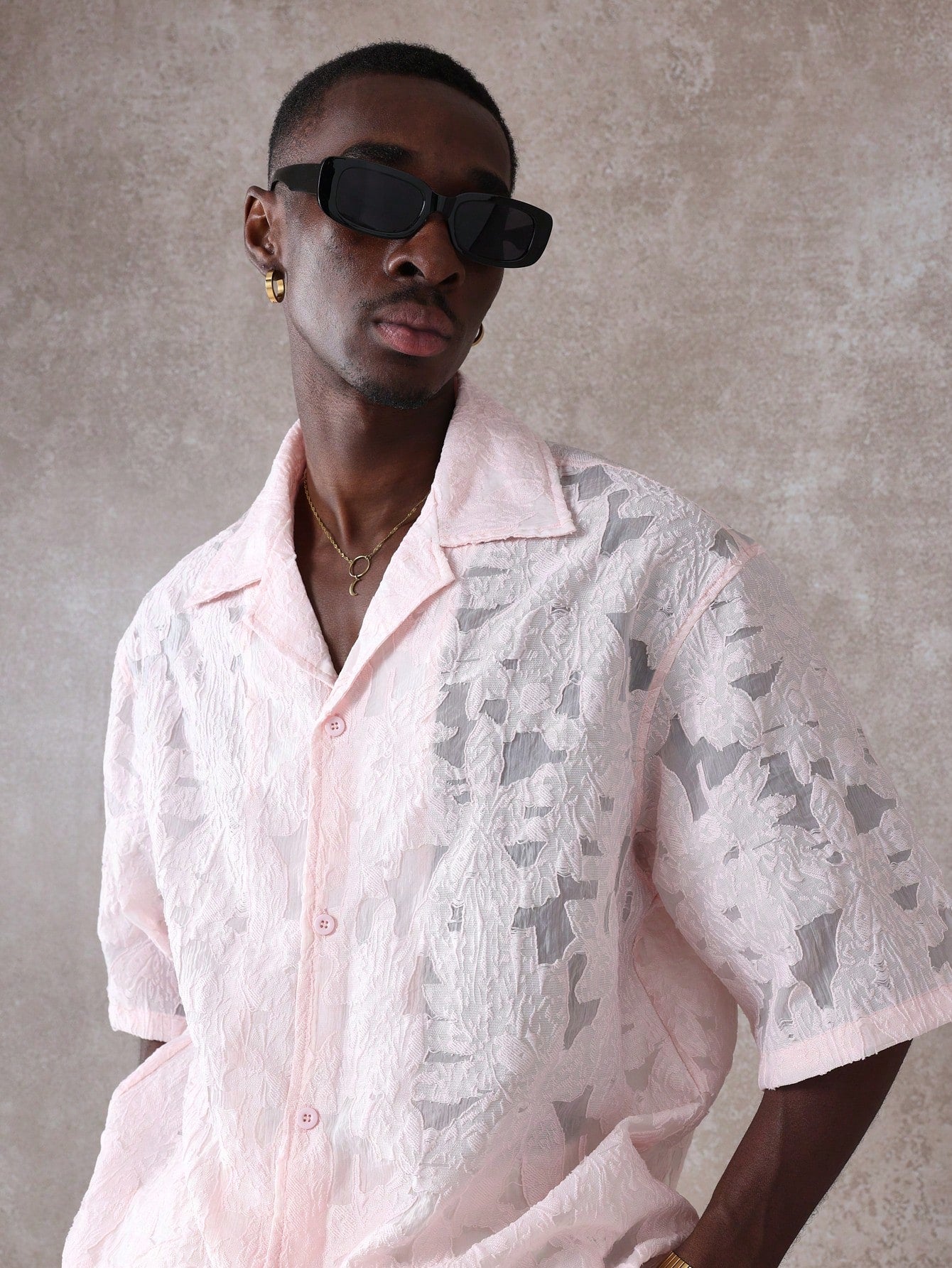 Luxury Burnout Organza Boxy Fit Resort Shirt