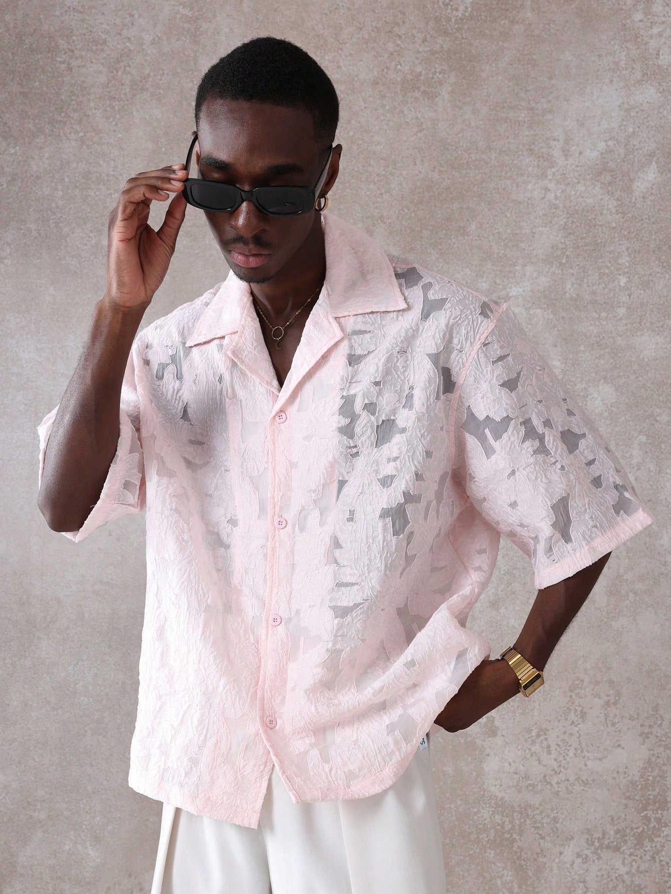 Luxury Burnout Organza Boxy Fit Resort Shirt