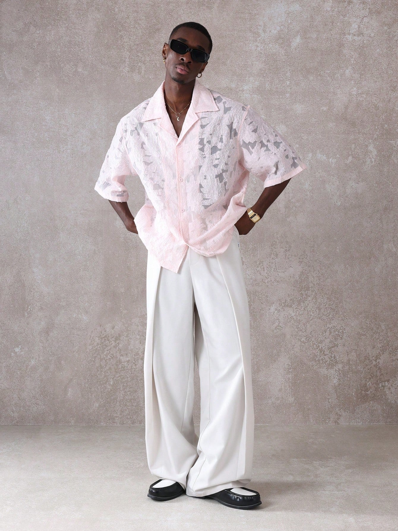 Luxury Burnout Organza Boxy Fit Resort Shirt