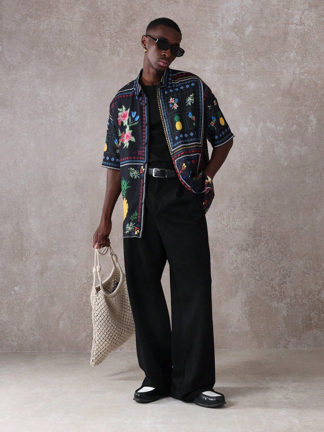 Summer Floral Pineapple Print Resort Shirt
