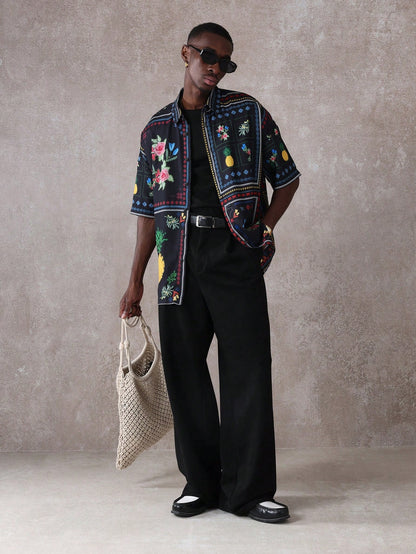 Summer Floral Pineapple Print Resort Shirt