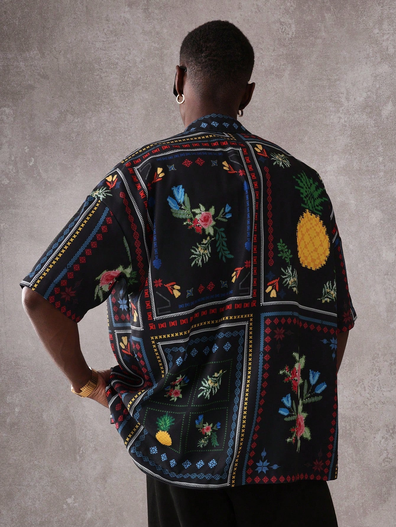 Summer Floral Pineapple Print Resort Shirt