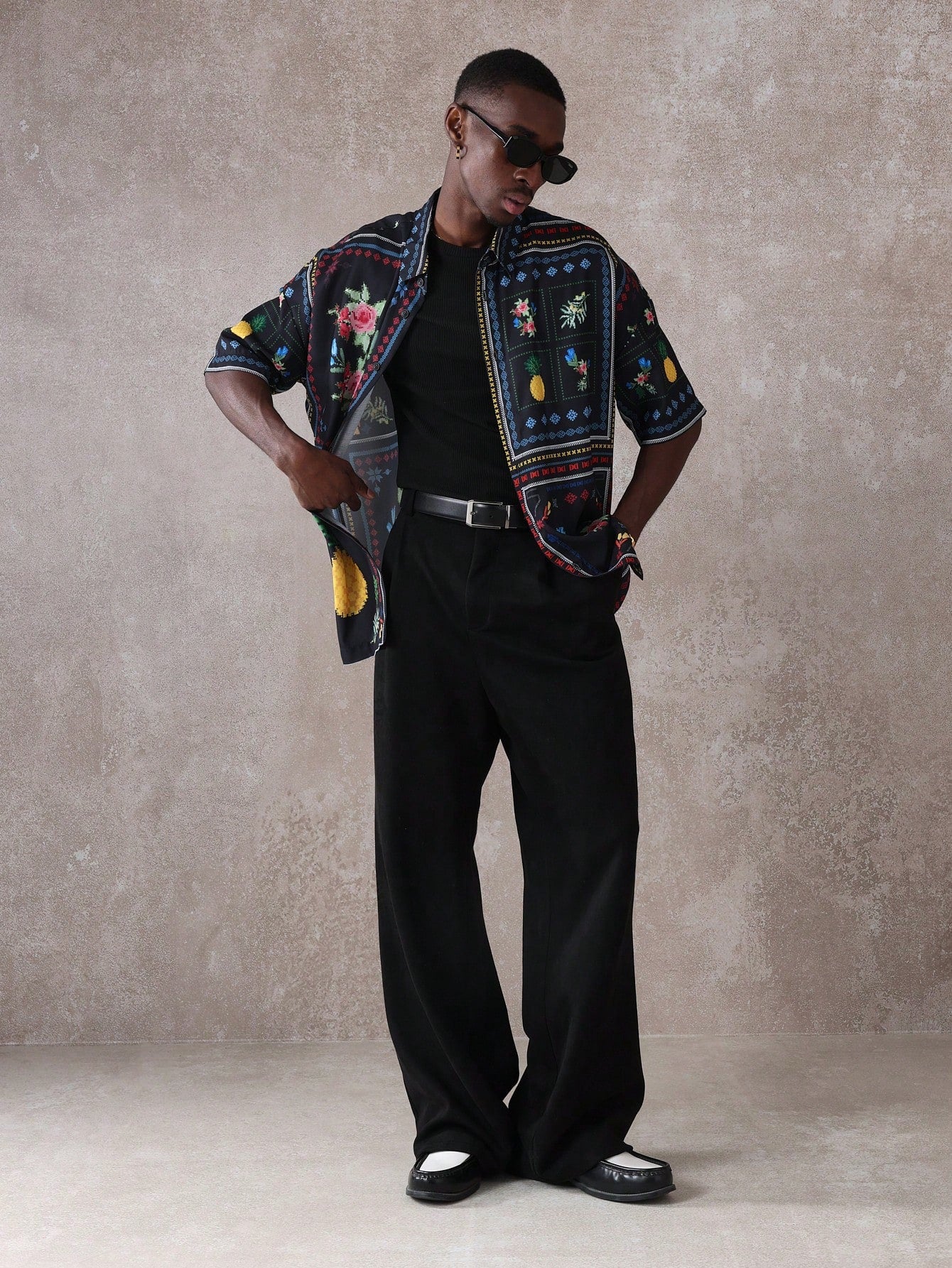 Summer Floral Pineapple Print Resort Shirt