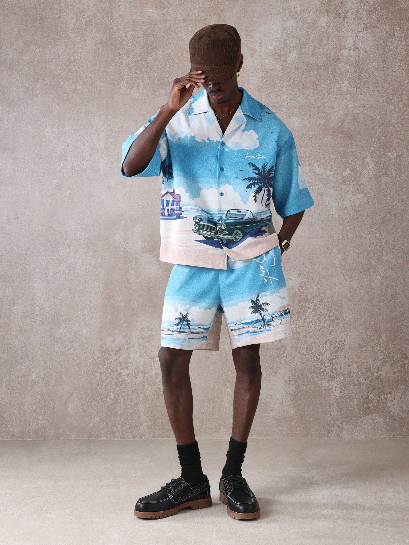 Boxy Fit Island Resort Shirt and Shorts Co-Ord Set
