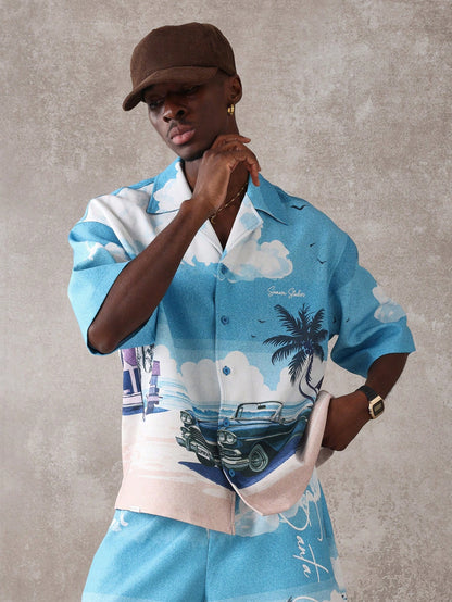 Boxy Fit Island Resort Shirt and Shorts Co-Ord Set