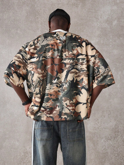 Oversized Multicolor Mesh Drop Shoulder Jersey