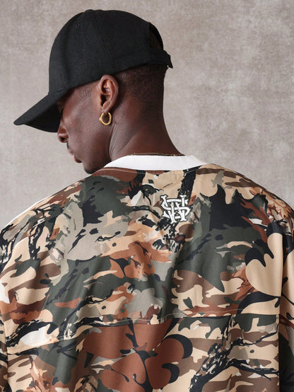 Oversized Multicolor Mesh Drop Shoulder Jersey