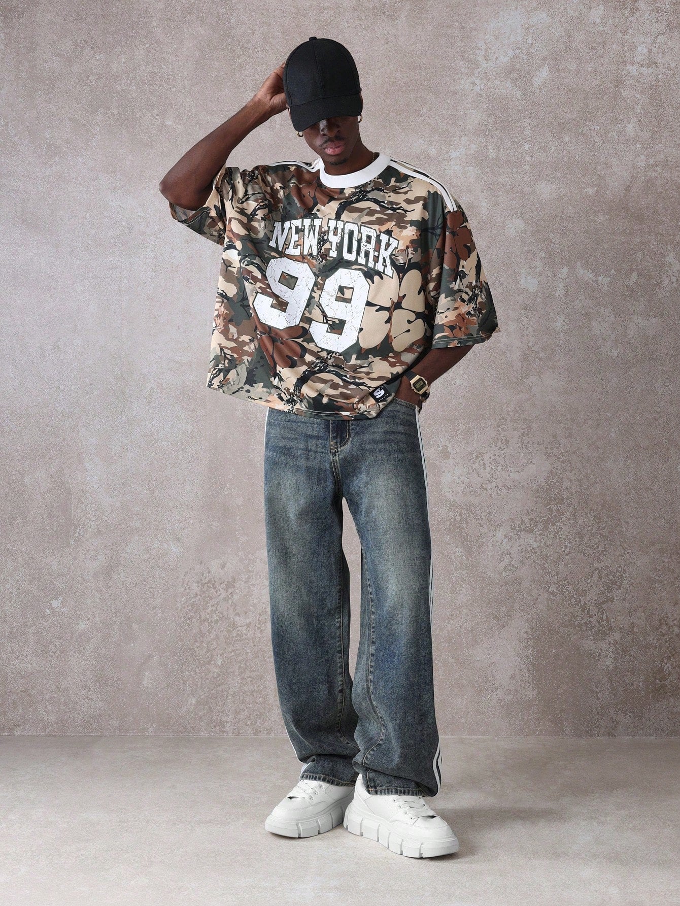 New York Varsity Camouflage Desert Print Athletic Jersey