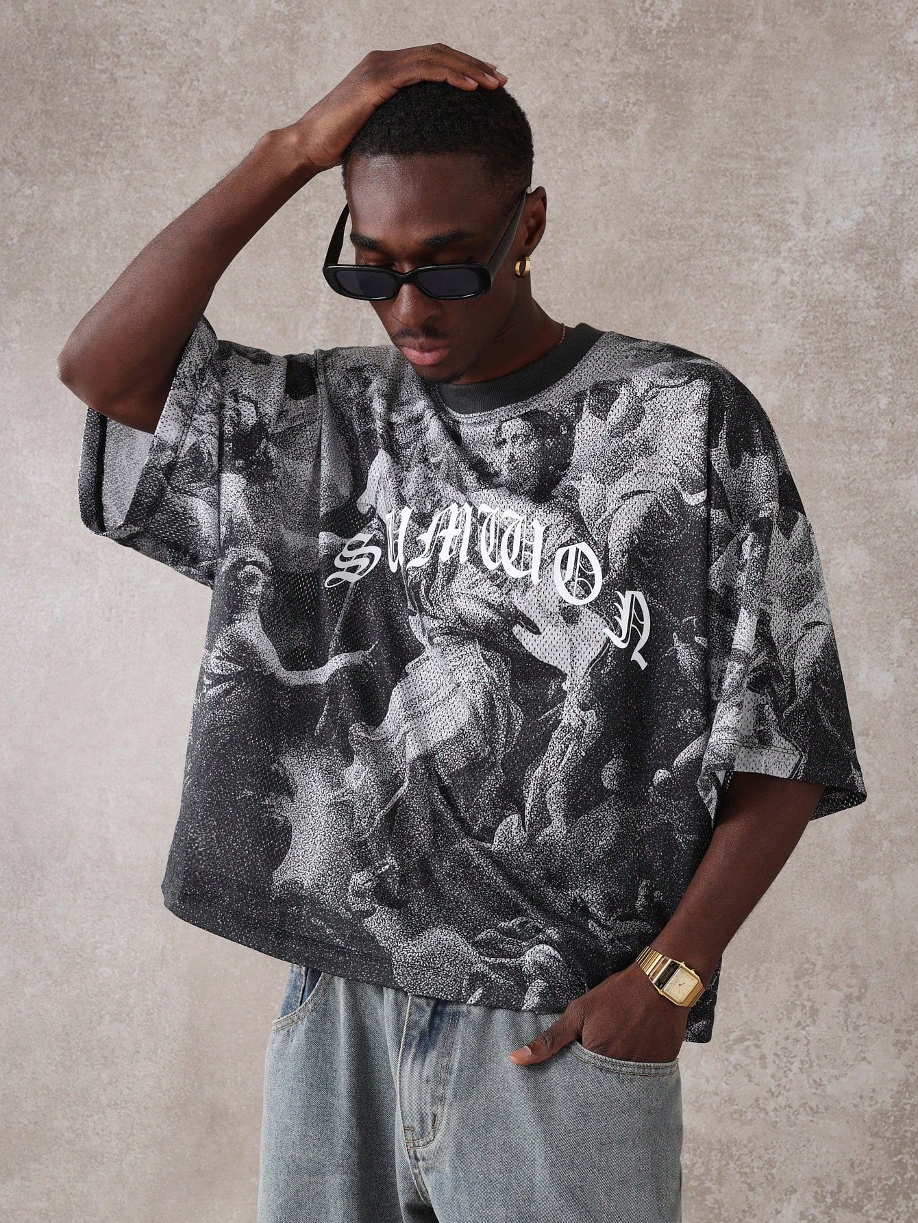Unisex Mesh Oversized Renaissance Graphic T-Shirt
