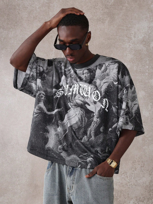 Unisex Mesh Oversized Renaissance Graphic T-Shirt