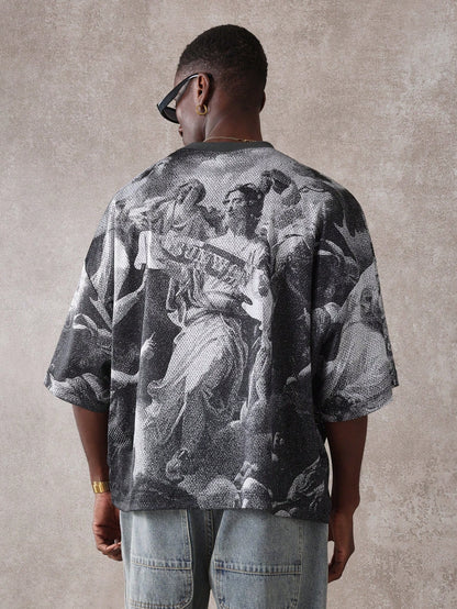 Unisex Mesh Oversized Renaissance Graphic T-Shirt