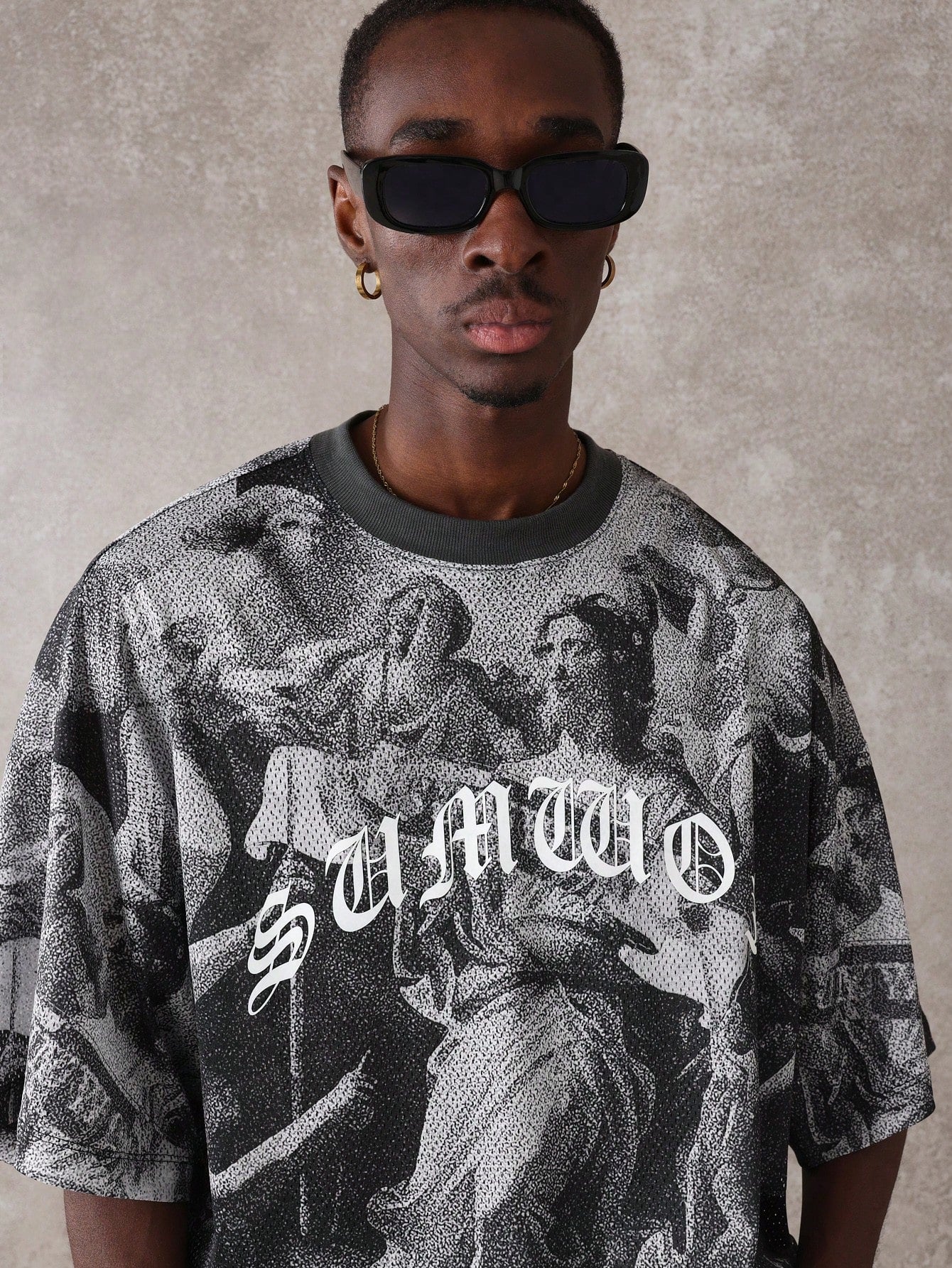 Unisex Mesh Oversized Renaissance Graphic T-Shirt