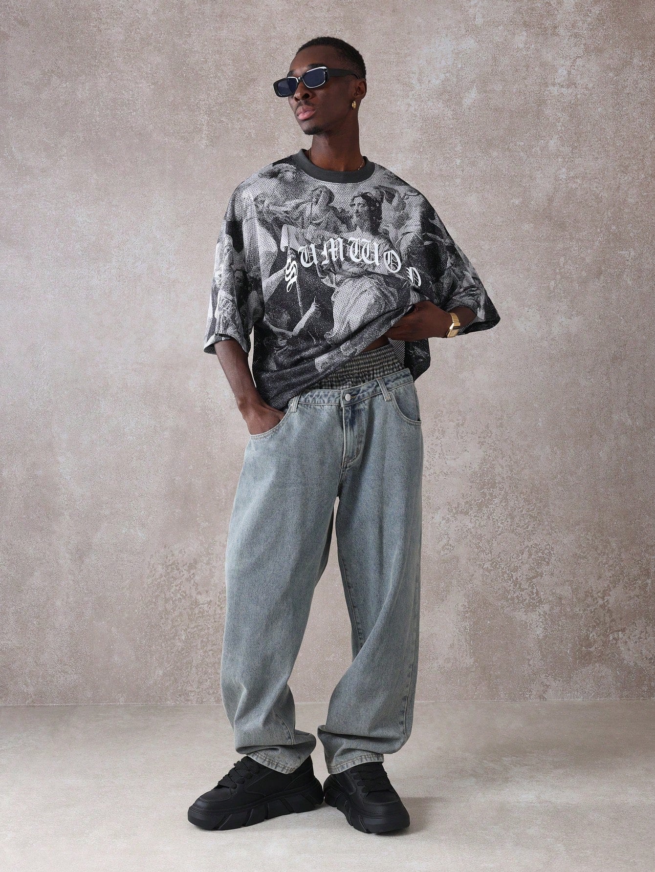 Unisex Mesh Oversized Renaissance Graphic T-Shirt