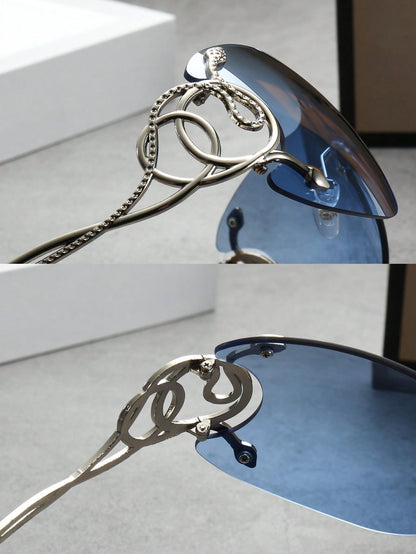 Women's Y2K One-Piece Snake Decor Fashion Glasses