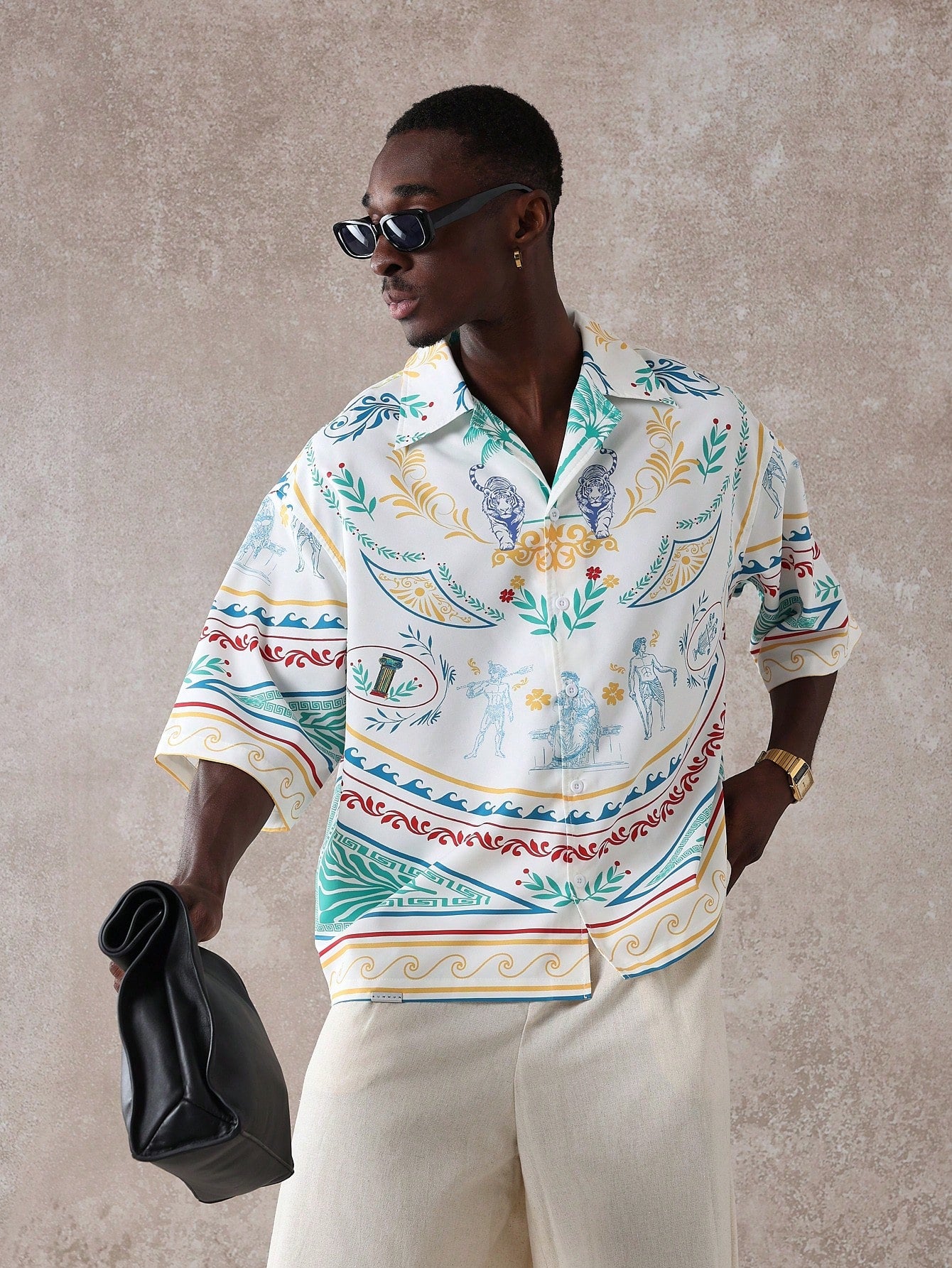 Greek Mythology Tiger Print Resort Shirt