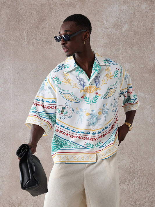 Greek Mythology Tiger Print Resort Shirt