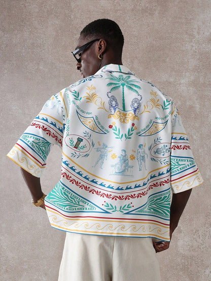 Greek Mythology Tiger Print Resort Shirt