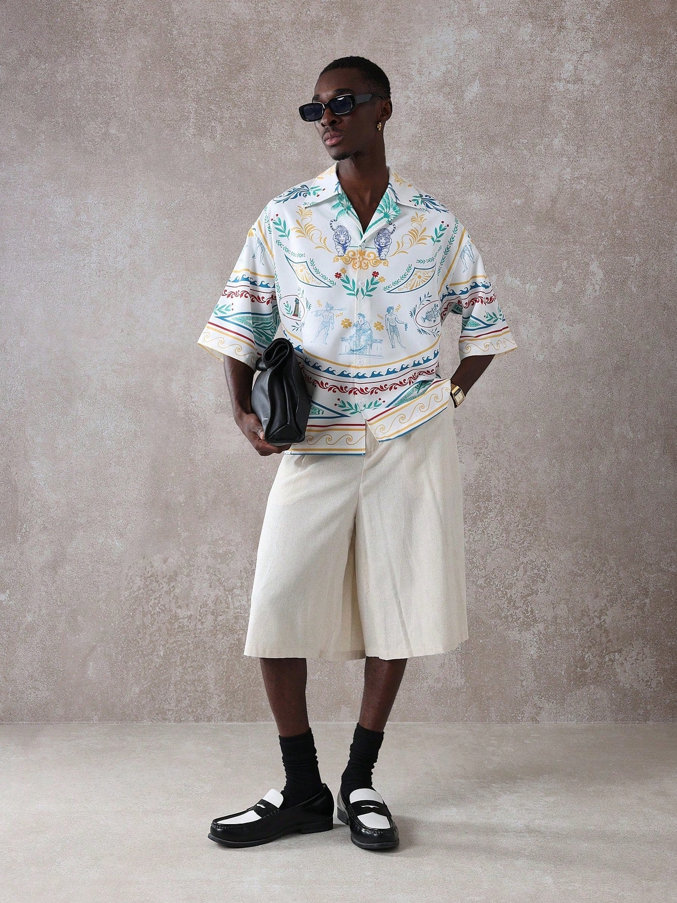 Greek Mythology Tiger Print Resort Shirt