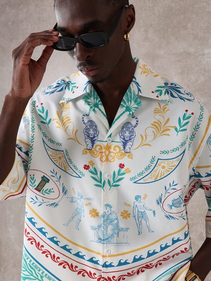 Greek Mythology Tiger Print Resort Shirt