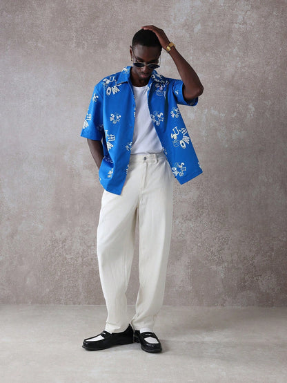 Men’s Tropical Hawaiian All-Over Print Resort Shirt