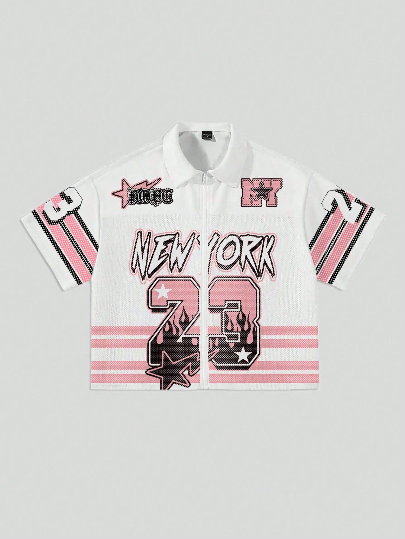 Boxy Fit Men’s Sports Jersey Shirt with Mesh Patchwork & Glossy Fabric