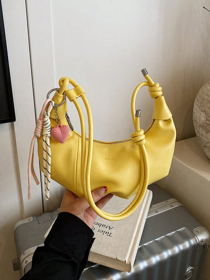 Large Capacity Crescent PU Leather Shoulder Handbag