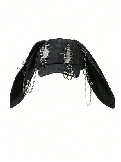 Y2K Distressed Rabbit Ear Punk Baseball Cap