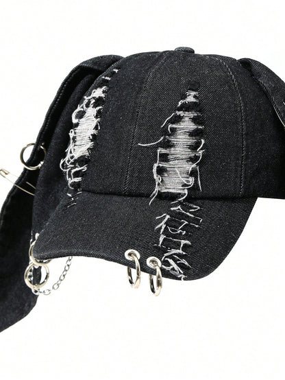 Y2K Distressed Rabbit Ear Punk Baseball Cap