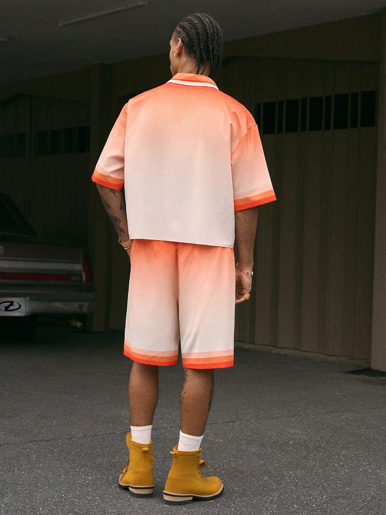 Streetwear Loose Fit Printed Polo and Shorts Set