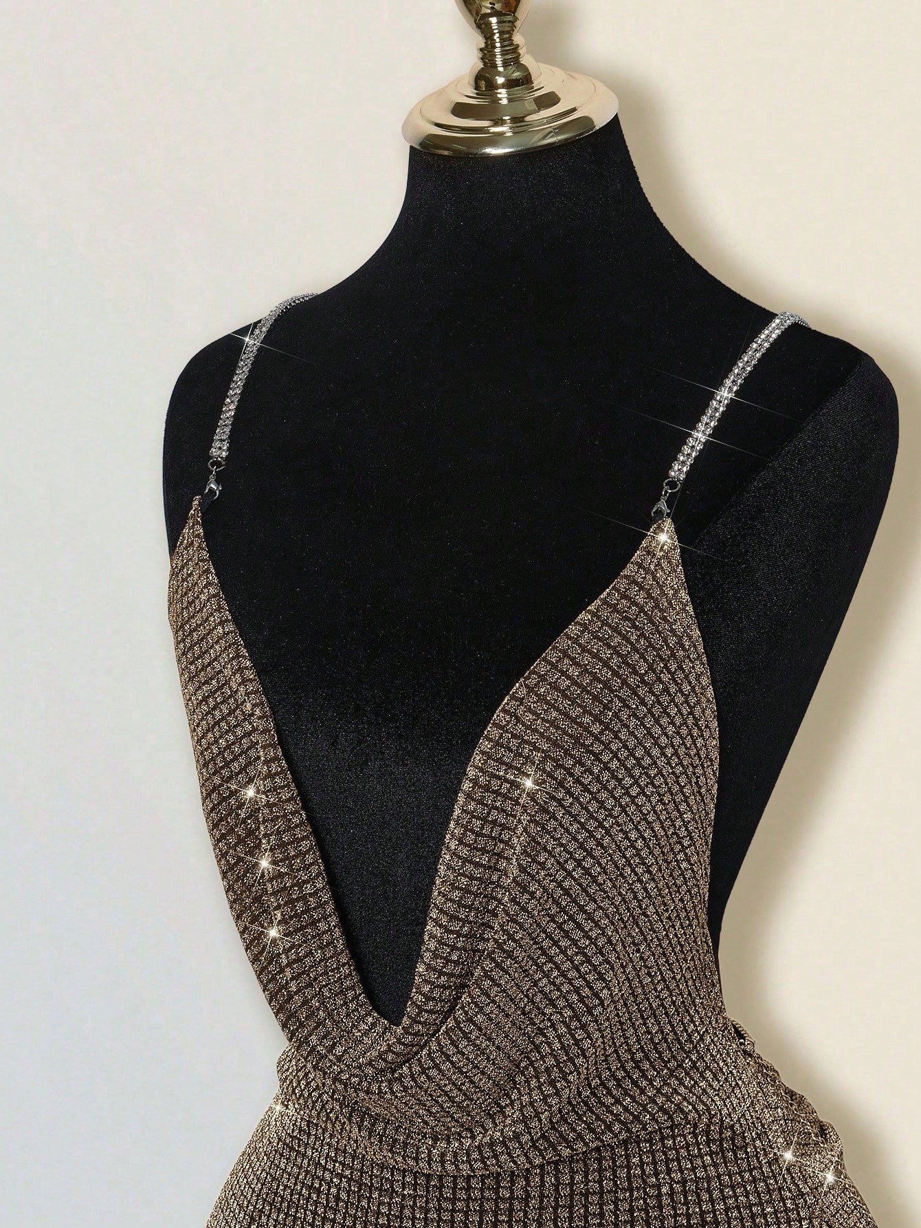 Women's Gold Asymmetrical Spaghetti Strap Mini Dress