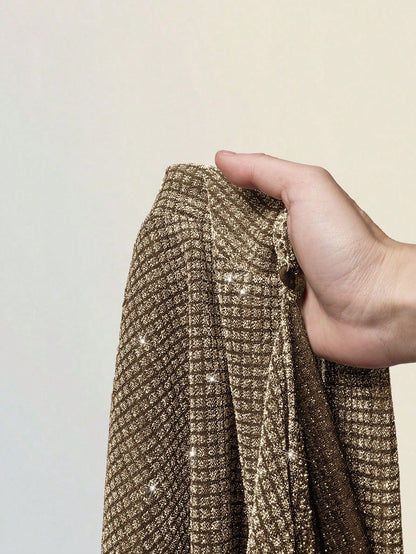 Women's Gold Asymmetrical Spaghetti Strap Mini Dress