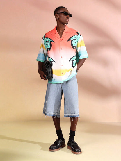 Los Angeles Palm Print Short Sleeve Resort Shirt