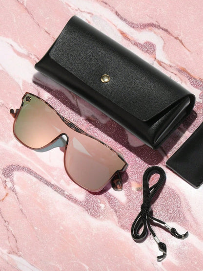 Pink Streamlined Oversized Gradient Sunglasses