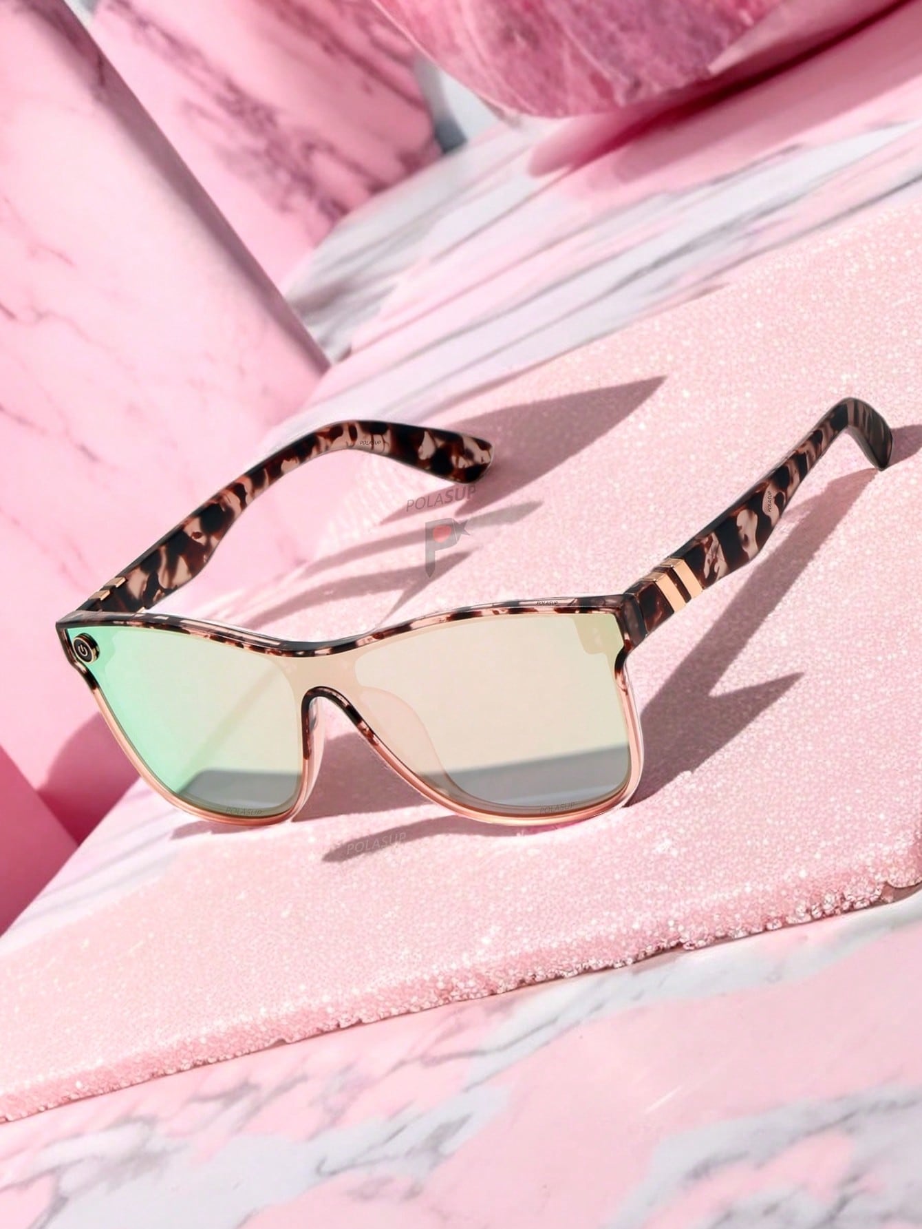 Pink Streamlined Oversized Gradient Sunglasses
