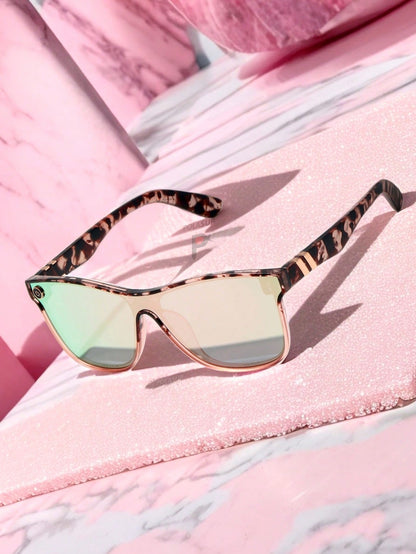 Pink Streamlined Oversized Gradient Sunglasses