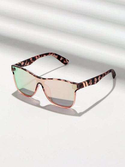 Pink Streamlined Oversized Gradient Sunglasses