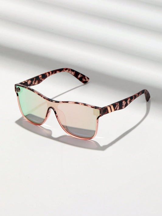 Pink Streamlined Oversized Gradient Sunglasses