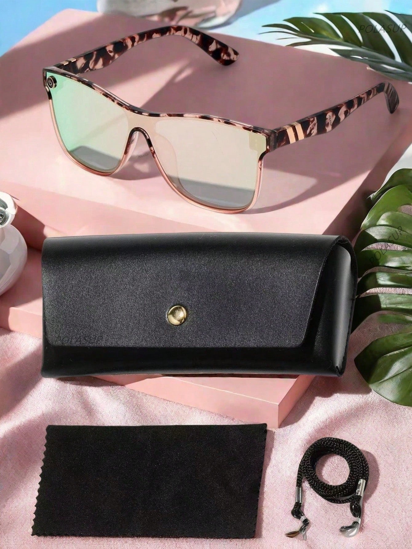 Pink Streamlined Oversized Gradient Sunglasses